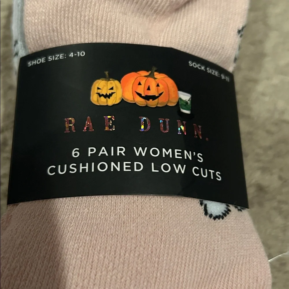 RAE DUNN Cushions Low Cut Halloween Socks 6 pair Womens 4-10 NWT